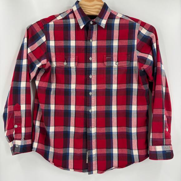 Polo Ralph Lauren Large Red Blue White Plaid Long Sleeve Button Up Shirt - Picture 4 of 5